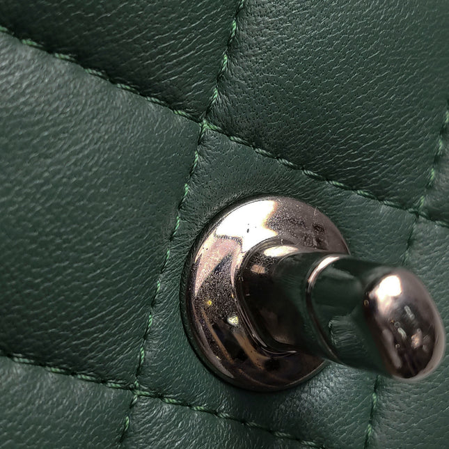Chanel Classic Flap Mini Rectangular 2019 Green Lambskin Leather Silver Hardware