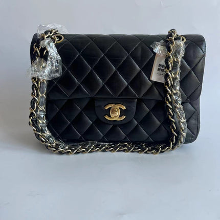 Chanel Classic Flap Small Black Lambskin Leather Gold Hardware