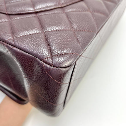 Chanel Classique Grand Modèle Noir Cuir Caviar Double Rabat Métal Argenté