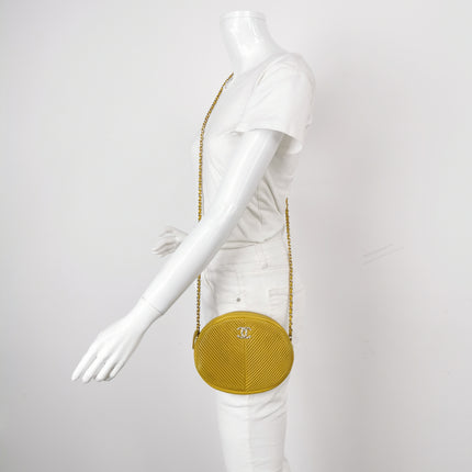 Chanel Round Camera Bag Yellow Quilted Lambskin Leather Silver Hardware