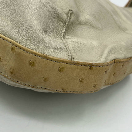 Cartier Panthere Hobo Shoulder Bag Cream White Leather Gold Hardware