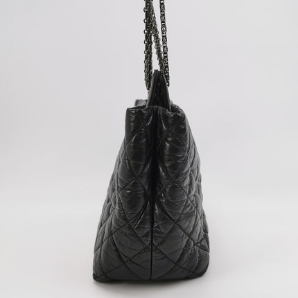 Chanel 2.55 Black Shiny Calfskin leather Tote Bag
