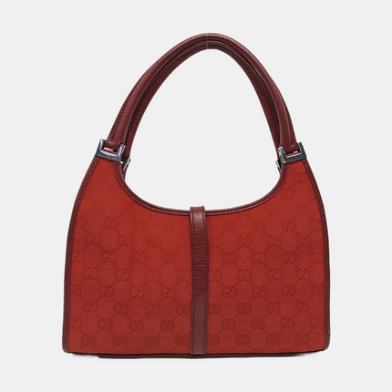 Gucci Jackie Vintage Red Monogram Fabric and Leather Shoulder Bag