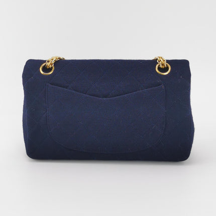 Chanel Classic Flap Small Vintage Navy Fabric 24k Gold Hardware Linked Chain Strap