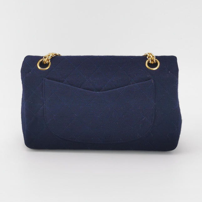 Chanel Classic Flap Small Vintage Navy Fabric 24k Gold Hardware Linked Chain Strap