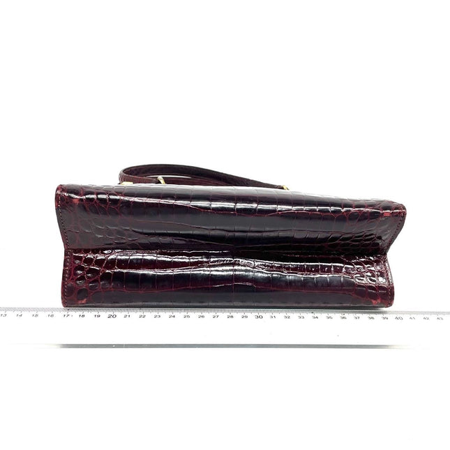 Gucci Vintage Burgundy Alligator Leather Blue Lapis Lazuli Stone Gold-tone Hardware Handbag