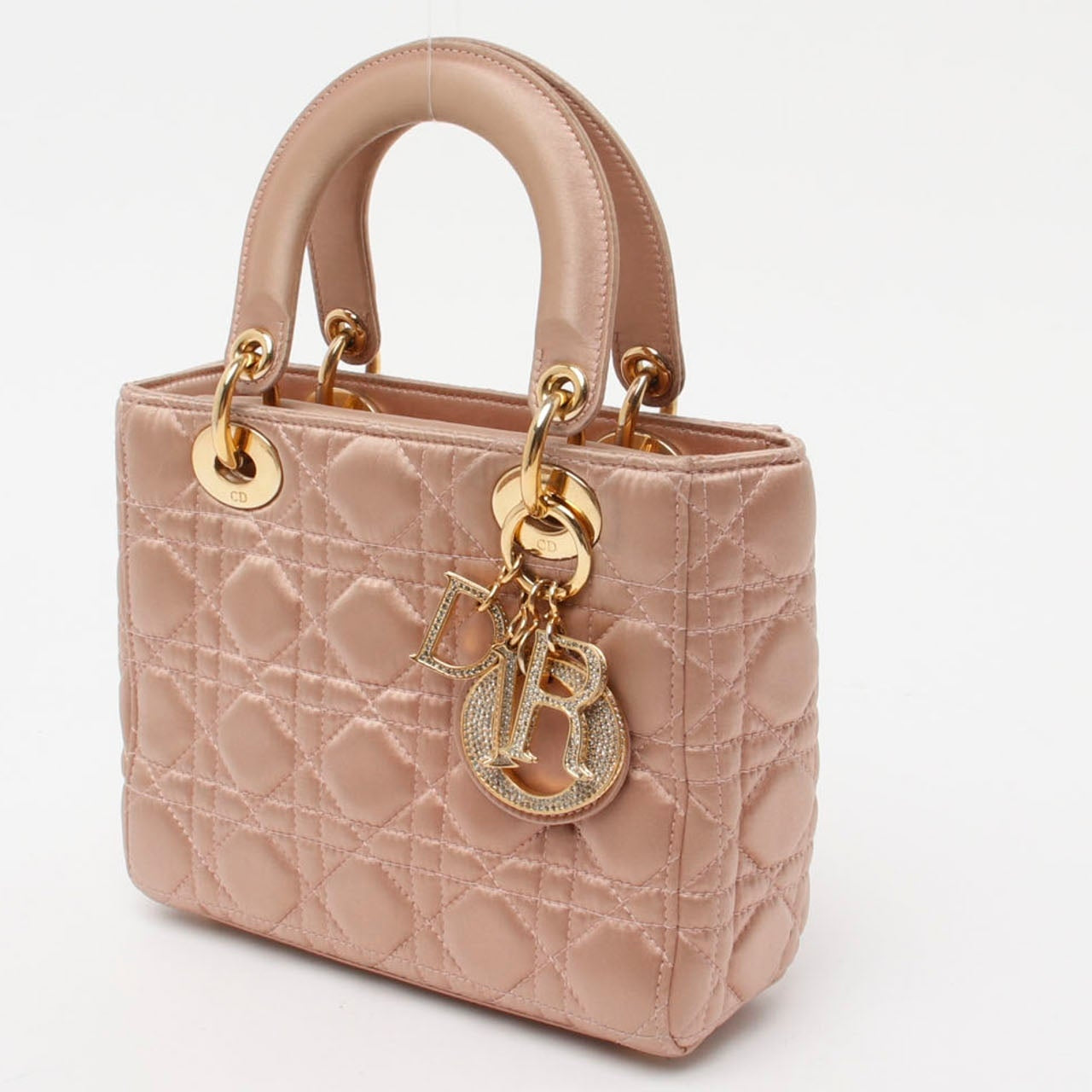 Lady Dior Small My AbcDior Beige Silk Handbag Crystal Charms