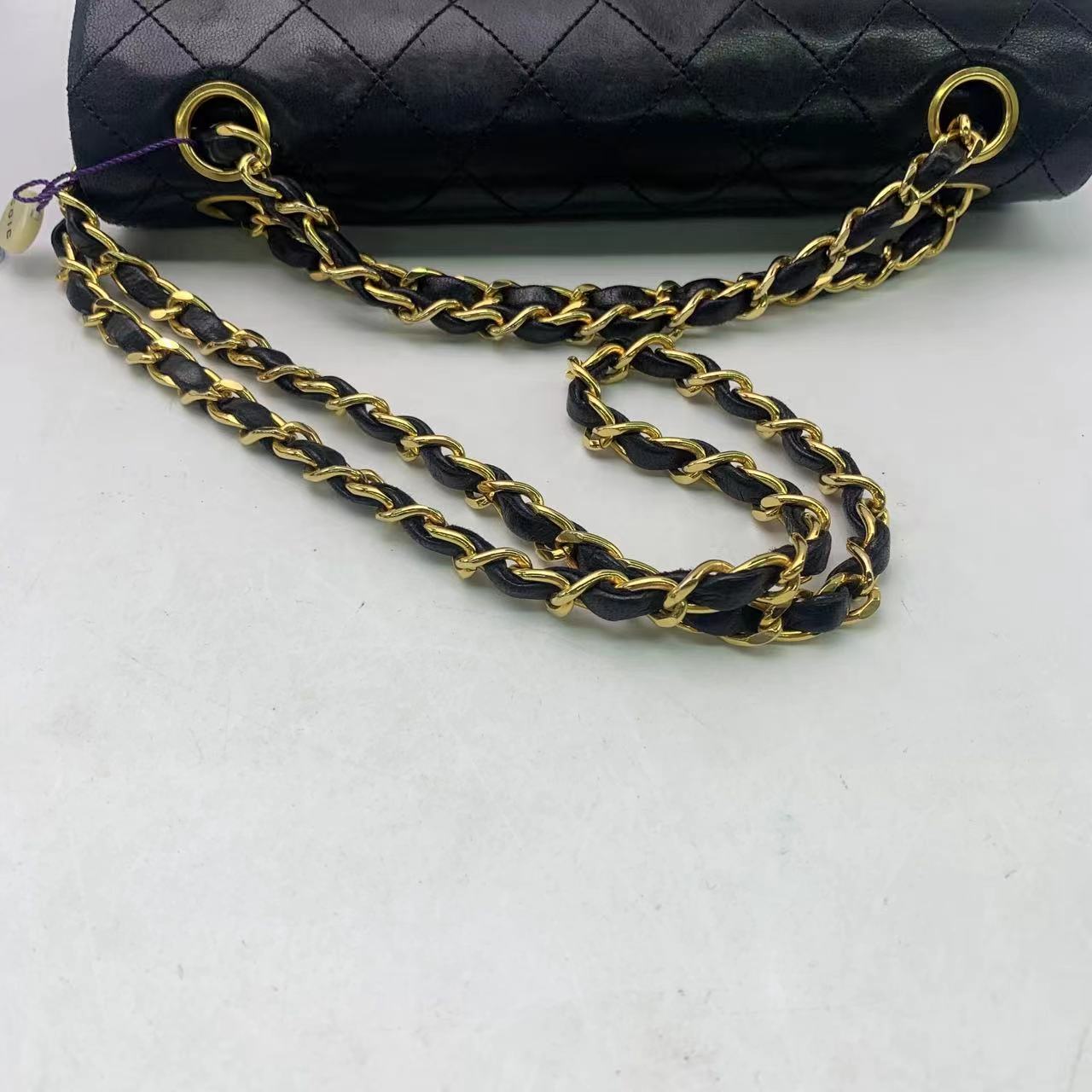 Chanel Classic Flap Small Black Lambskin Leather with 24k Gold Hardware