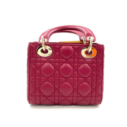 Lady Dior Mini 2020 Dark Red Lambskin Leather Gold HW Chain Strap