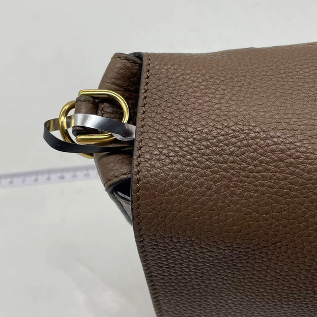 Fendi Baguette Selleria Calfskin Leather Crossbody Bag Large Brown