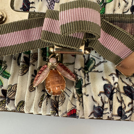 Gucci Padlock Silk Chain Shoulder Bag White Floral with Bee Charm