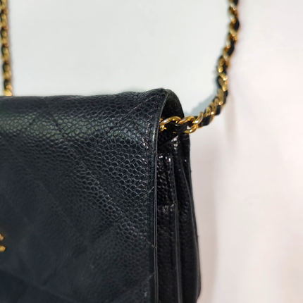 Chanel Wallet on Chain Classic Flap Black Caviar Leather Gold Hardware