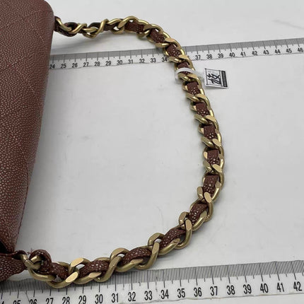 Chanel Vintage Medium Iridescent Brown Caviar Leather Shoulder Bag Gold Hardware