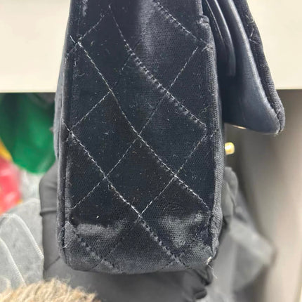 Chanel Classic Flap Medium Black Velvet Gold Hardware, 2014-2015