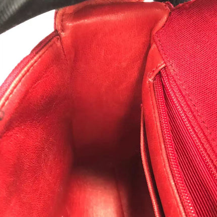 Chanel Mini Top Handle Bag Red Fabric Gold Hardware