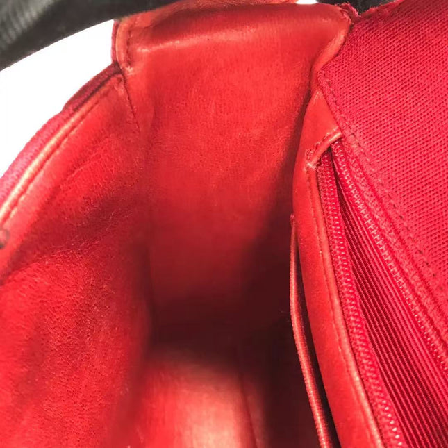 Chanel Mini Top Handle Bag Red Fabric Gold Hardware