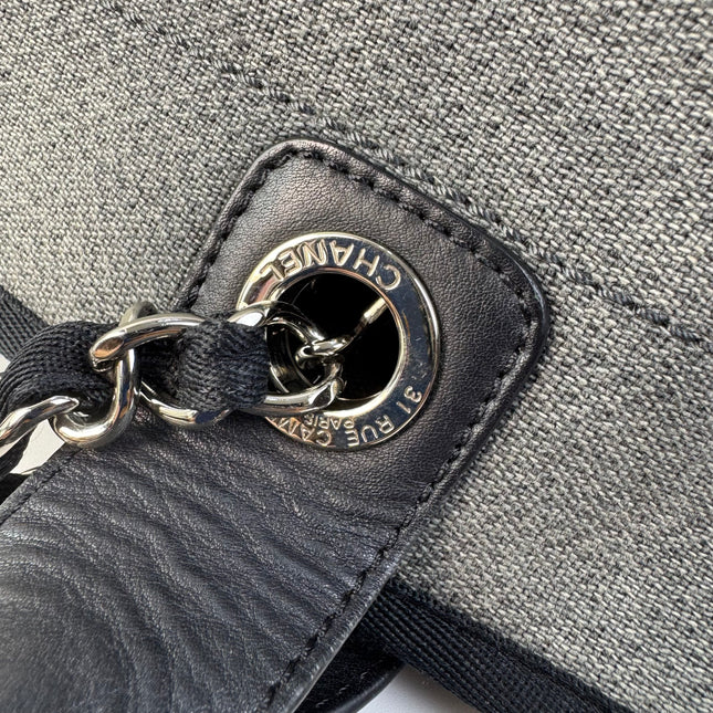 Chanel Deauville Tote Medium Navy Denim Top Handle