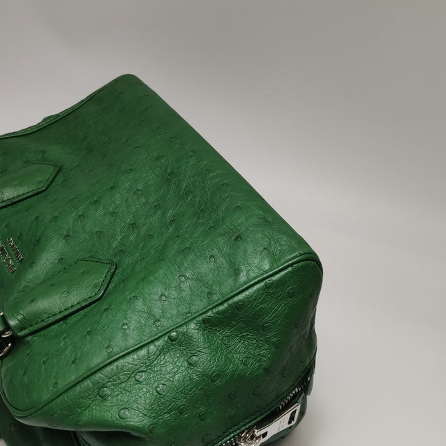 Prada Inside Bag Green Ostrich Leather Green Lambskin Leather Interior Medium