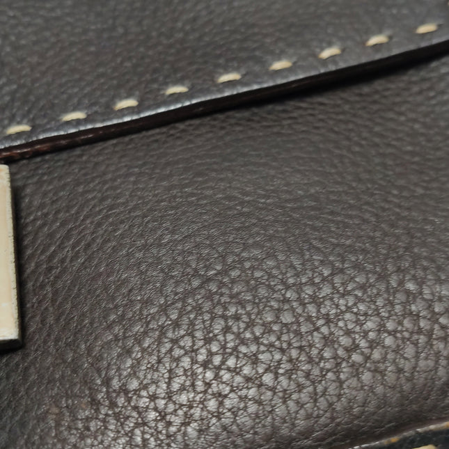 Fendi Baguette Selleria Calfskin Leather Brown Shoulder Bag