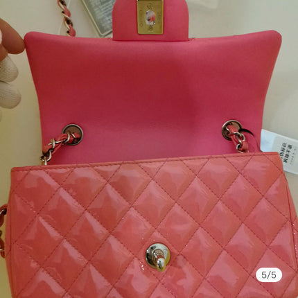 Sold Chanel Classic Flap Mini Pink Patent Leather Silver Hardware, 2015-2016