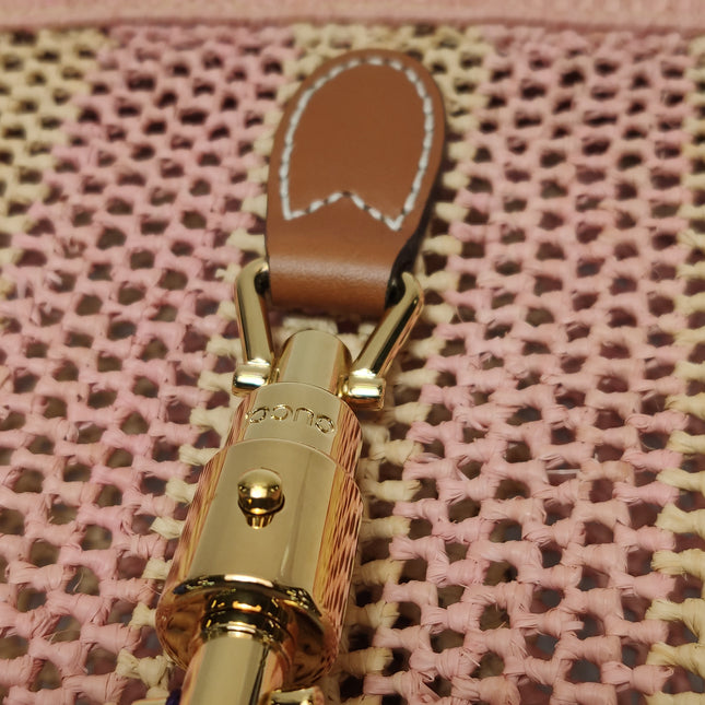 Gucci Jackie 1961 Wicker Bag Pink Gold Hardware Leather Strap