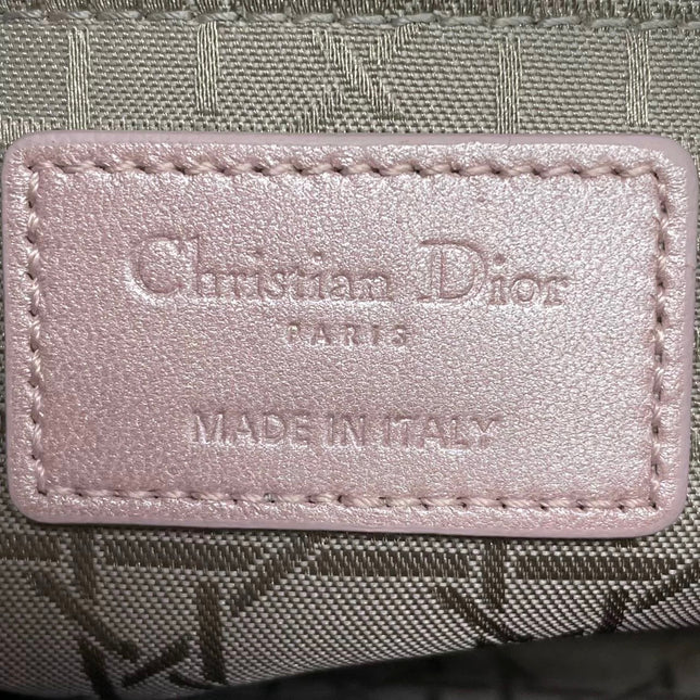 Lady Dior Mini 2016 Pearlescent Pink Lambskin Leather Gold Chain Strap
