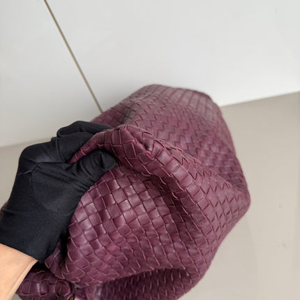 Bottega Veneta Maxi Convertible Tote Bag Wine Burgundy Leather Gold Hardware 50cm