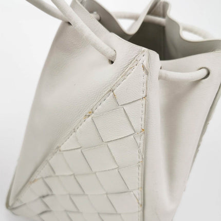 Bottega Veneta White Intrecciato The Mini Knot Shoulder Bag
