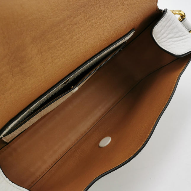 Fendi Baguette Selleria Medium White Calfskin Leather Crossbody Bag