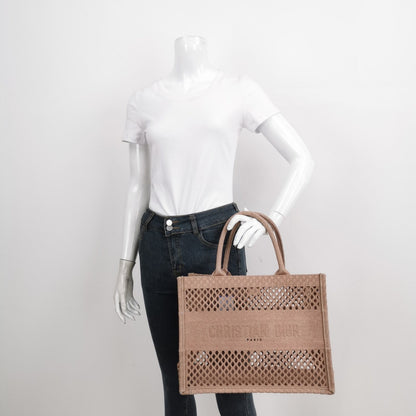 Sold Christian Dior Book Tote Medium Beige Cutout Canvas Handbag