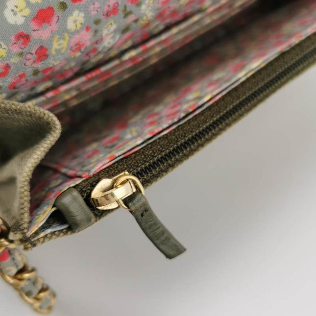 Chanel Wallet on Chain Khaki Quilted Canvas Coco Cuba Charms 2017