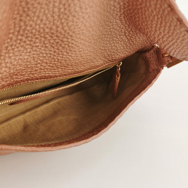 Fendi Baguette Selleria Calfskin Leather Iridescent Metallic Pink Shoulder Bag