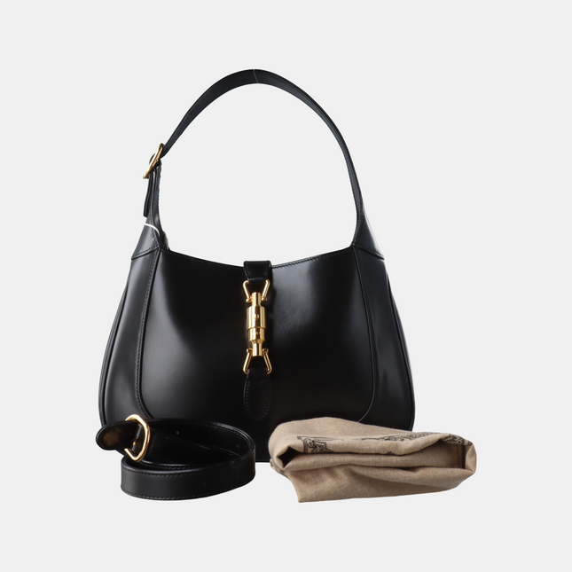 Gucci Jackie 1961 Black Leather Bag Small Piston Lock