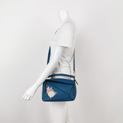 Loewe x Spirited Away Studio Ghibli Collection Puzzle Small Blue Crossbody Bag