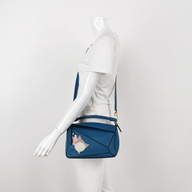 Loewe x Spirited Away Studio Ghibli Collection Puzzle Small Blue Crossbody Bag