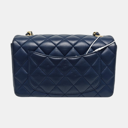 Chanel Classic Flap Rectangular Mini 2015 Navy Lambskin Gold Hardware