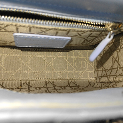 Lady Dior Mini Blue Cannage Lambskin Silver Hardware Crossbody Handbag