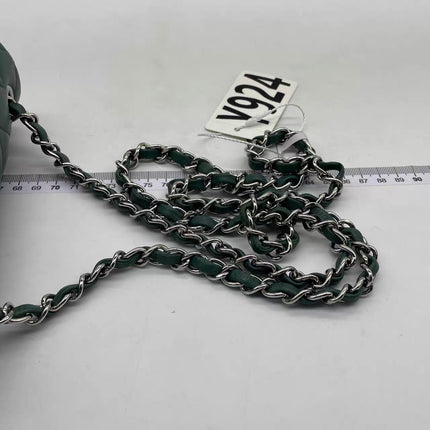 Chanel Classic Flap Mini Rectangular 2019 Green Lambskin Leather Silver Hardware