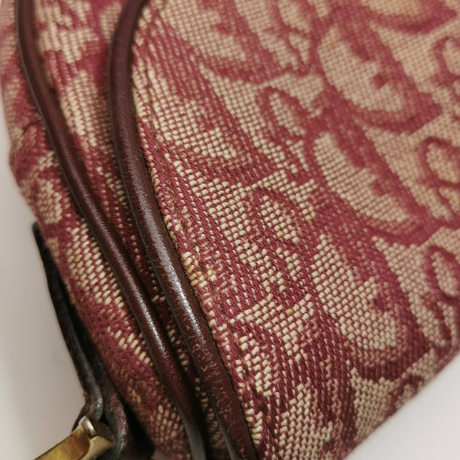 Dior Saddle Vintage Medium Red Burgundy Monogram Oblique Shoulder Bag 2002