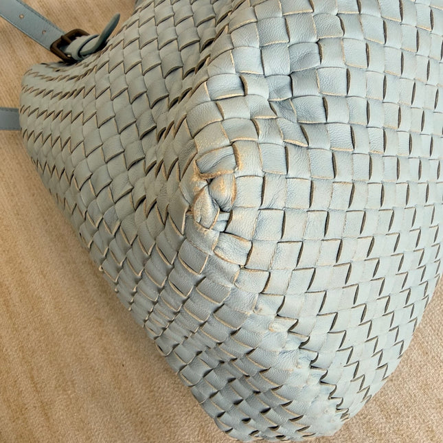 Bottega Veneta Cesta Shopper Tote Intrecciato Blue Leather Medium 40cm