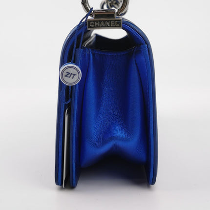 Chanel Le Boy Small Electric Royal Blue Patent Leather Bag