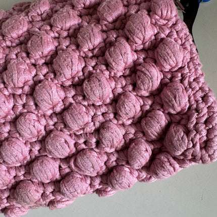 Fendi Baguette Bag Pink Crochet Knit Wool Pompom Shoulder Bag