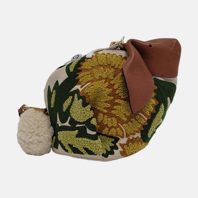 Loewe x William De Morgan Bunny Rabbit Floral Embroidered Brown Yellow Multicolor Crossbody Bag