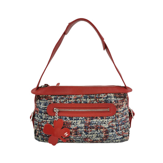 Chanel Tweed with Red Clover Charm Shoulder Bag-Luxbags