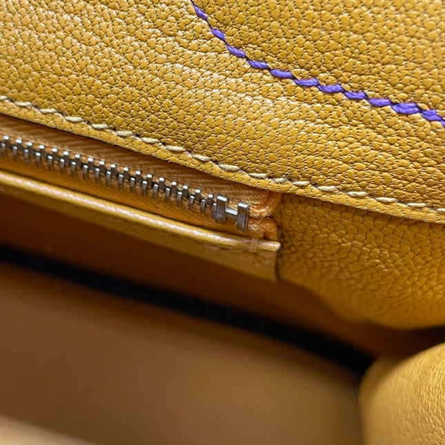 Hermes Birkin 30 HSS Special Order Anemone Purple Swift Leather Mango Yellow Interior GHW, 2017
