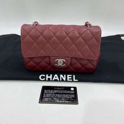 Chanel Classic Flap Rectangular Mini Burgundy Lambskin Silver HW, 2019