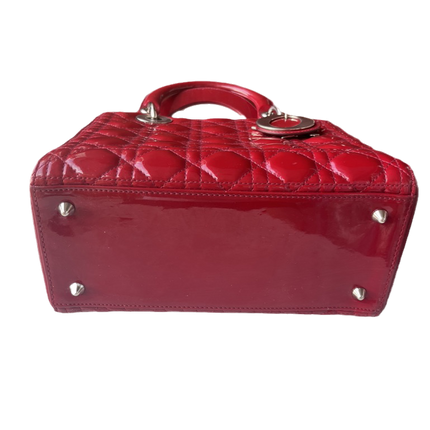 Sold Lady Dior Medium Bag Red Patent Leather SKU 0194