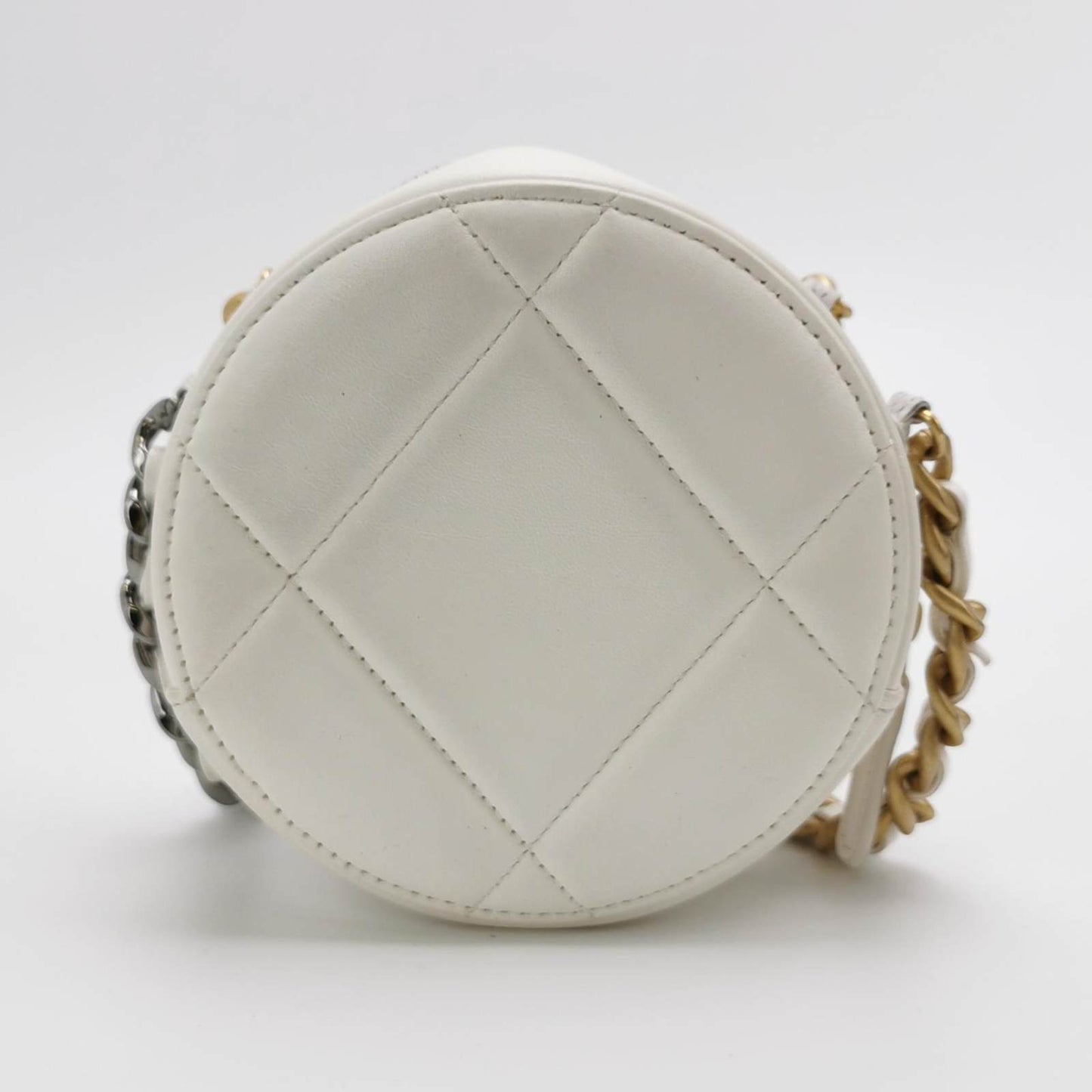 Chanel 19 Round White Cannage Leather bag