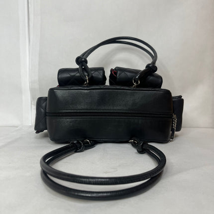 Chanel Cambon Multi-pocket Ligne Reporter Bag Medium Black Calfskin Leather