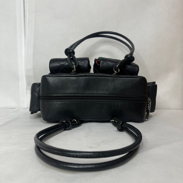 Chanel Cambon Multi-pocket Ligne Reporter Bag Medium Black Calfskin Leather